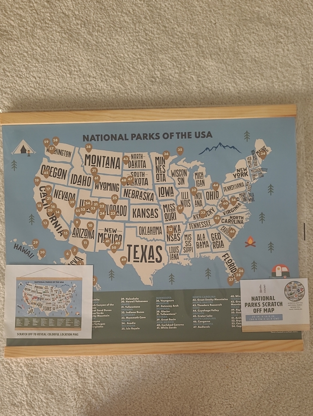 National Parks of the USA Scratch-Off Map NEW